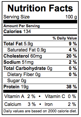nutrition 100g whitefish